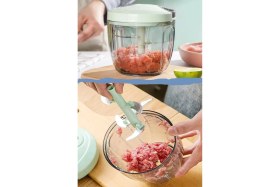 Resim Berdina Home Pratik Ipli El Rondosu 5 Çelik Bıçaklı Büyük Boy Sebze Meyve Et Soğan Doğrayıcı Blender Rende Mavi 