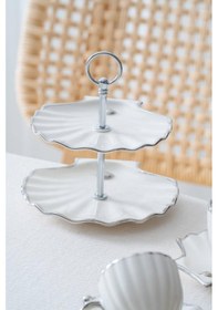 Resim Acar Shelly Silver 2 Kişilik Standlı Mini Pasta Ve Kahve Fincan Takımı Kaı-07649 Altın 