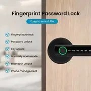 Resim 1 Adet Akıllı Parmak İzi Kilidi - 3'ü 1 Arada Açma (Parmak İzi/Anahtar/Kablosuz), Metal Siyah Modern Giriş Kapısı Güvenlik Donanımı, Pil ile Çalışır (AAA Dahil Değildir) - Ev Erişim Kontrolü, Kapı Güvenlik Sistemi, Mat Yüzey 