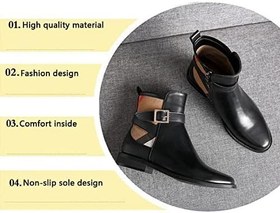 Resim Binicilik çizmeler bayanlar klasik binicilik yarım çizmeler düşük blok topuk kadın Chelsea ayakkabı deri malzeme ile yapılan 