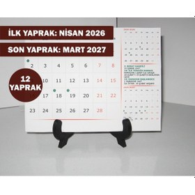 Resim Nisan 2026 - Mart 2027 Yılı Masa Takvimi 12 Yaprak Takvim Hicri Dini Günler Resmi Tatiller 