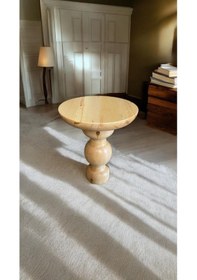 Resim Wood Wooden Ahşap Tekli Mantar Yan Sehpa Modern Fiskos / Naturel Renk/ Zigon Sehpa Naturel 