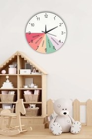 Resim Dekoratif Çocuk Odası Duvar Saati 35X35Cm Renkli BWDSCX35-0195 