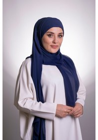 Resim Hürrem Bone Lacivert Pratik Hazır Geçmeli Bone Şal Şifon Çapraz 2001_02 
