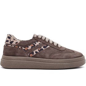 Resim Derimod Kadın Vizon Bağcıklı Süet Deri Sneaker, Kışlık Spor Ayakkabı 25AFD511010 