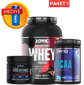 Resim Xpro Nutrition Fitness Paketi 1 - Whey Protein(Çikolata)-Creatine-Bcaa(Karpuz) 