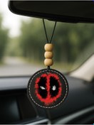 Resim Cekuonline Özel Tasarım Deri Baskılı Desenli Araba Dikiz Aynası Süsü Siyah - DeadPool521225 