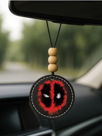 Resim Cekuonline Özel Tasarım Deri Baskılı Desenli Araba Dikiz Aynası Süsü Siyah - DeadPool521225 