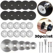 Resim 30 parça/set Yüksek Hız Çelik Kesme Tekerlek Seti, 5 Mandrenli Elmas Kaplamalı Kesme Diskleri, Ahşap, Plastik, Alüminyum & İnce Metal için Profesyonel Döner Alet Aksesuarları 