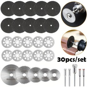 Resim 30 parça/set Yüksek Hız Çelik Kesme Tekerlek Seti, 5 Mandrenli Elmas Kaplamalı Kesme Diskleri, Ahşap, Plastik, Alüminyum & İnce Metal için Profesyonel Döner Alet Aksesuarları 