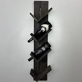 Resim Doğal Ahşap Şaraplık, Şarap Rafı, 4'lü Ahşap Şaraplık Siyah 