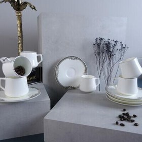 Resim Evaliza Versailles Platin 6 Kişilik Kahve Fincan Takımı 80 ml 