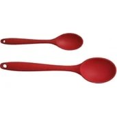 Resim Silikon Kaşık + Silikon Mama Kaşığı 2’li Set - Dayanıklı, Çizmez, Tek Parça Tasarım (Kırmızı) 