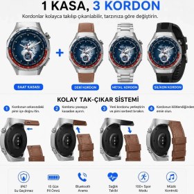 Resim Haino Teko Amoled Ekran WaterProof 3 Kordonlu Akıllı Saat Gümüş Teko25 