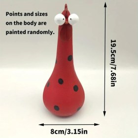 Resim Fochsia Kırmızı Uzun Boyunlu Bahçe Tavuğu Heykeli, Reçine Dekor Bahçe Balkon İçin 