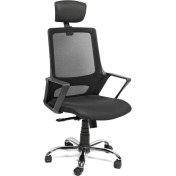 Resim Büro Trend Alfa Fileli Siyah Yönetici Koltuğu Krom Ayak 