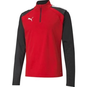 Resim Puma Teamliga 1 4 Zip Top Erkek Futbol Antrenman Uzun Kollu Tişört 65723601 Kırmızı 