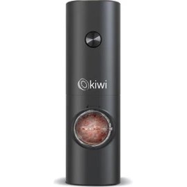 Resim Siyah Kiwi Pilli Işıklı Tuz Karabiber Değirmeni Otomatik Baharat Öğütücü Modern Mutfak Aksesuarı 