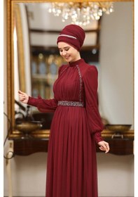 Resim Melisma Efsane Tesettür Abiye Bordo 
