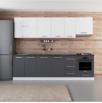 Minar 275 Cm Mutfak Dolabı Beyaz Antrasit 275-A5 Beyaz