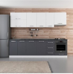 Resim Minar 275 Cm Mutfak Dolabı Beyaz Antrasit 275-A5 Beyaz 