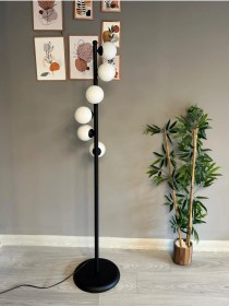 Resim Siyah G9 Duylu Lambader Modern Dekoratif Metal Oturma Odası Çalışma Odası Zemin Lambası Siyah 