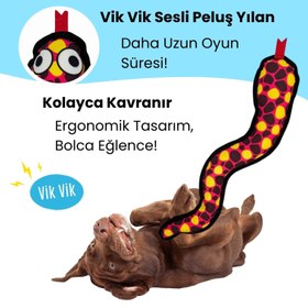 Resim Peluş Yılan Köpek Oyuncağı | VikVik Sesli Köpek Oyun Arkadaşı - 11x57 cm 