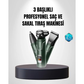 Resim Zenvia 3D Akıllı Kesim Teknolojili Şarjlı Tıraş Seti - 3 Başlıklı, Paslanmaz Çelik Bıç 