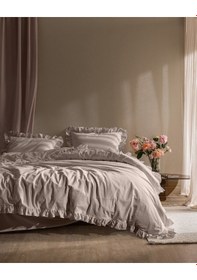 Resim Madame Coco Obernai Tek Kişilik %100 Pamuk Fırfırlı Düz Yıkamalı Nevresim Takımı - Bej 8684427302347 Ekru 