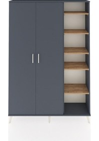 Resim Arges Dolap 7 Raflı 2 Kapaklı Tek Askılı 132x30x195 Antrasit-antrasit/çam Antrasıt/atlas Çam 