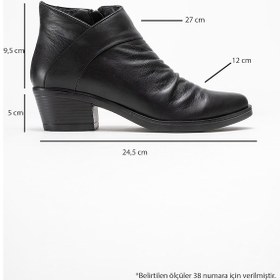 Resim Rule Siyah Hakiki Deri Kadın Kalın Topuklu Bot Siyah 