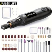 Resim JANGKLIFE Döner Alet Seti, 3 Hızlı, USB Şarj Edilebilir 360mAh Pil, 36V Maksimum Çalışma Gerilimi, DIY El İşleri, Taşlama için Çok Amaçlı Alet, Ev Projeleri için Ek Parça Seti ile 