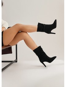 Resim Wilma Siyah Süet Körüklü İnce Topuklu Bot 001 