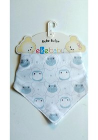 Resim Çift Katlı Çıtçıt Kapamalı Pamuk Bebek Fular Önlük Mavi 