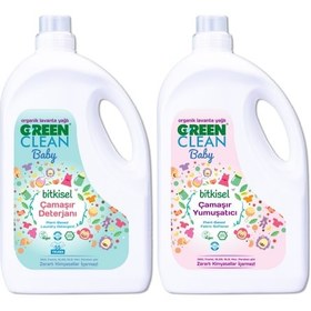 Resim U Green Clean Baby Organik Lavanta Yağlı Bitkisel Çamaşır Deterjanı + Çamaşır Yumuşatıcı 2750 ML 