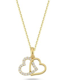 Resim Goldkupe 14 Ayar Altın Çift Kalp Kolye-5508 