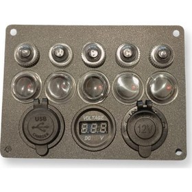 Resim Erol Marin 5'lı Usb Şarj Voltmetre Işıklı 150mm X 104mm 