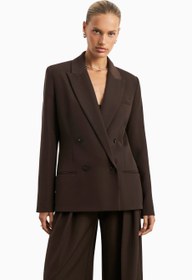 Resim Dropped Waist Double Breasted Blaze Oversize Kadın Ceket - Kahverengi / L 