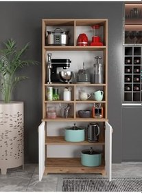 Resim Bohem Tarz Şık Çok Amaçlı Kiler Mutfak Dolabı Beyaz, Beyaz N MODEL 