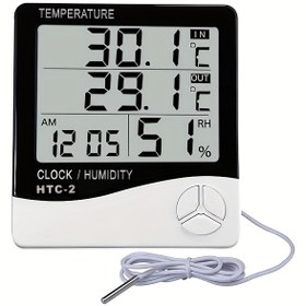 Resim 1 Adet İç Mekan Duvara Monte Elektronik Termometre Higrometre Saat - Büyük Dijital Ekran, 0.1 Doğruluk, Beyaz, Pil ile Çalışır (AAA Dahil Değildir), Ev Ofis Yatak Odası için, Minimalist Tasarım, Dayanıklı Plastik Kasa, Metalik Prob 