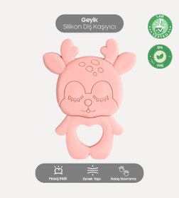 Resim Geyik Figürlü Silikon Diş Kaşıyıcı Pembe 