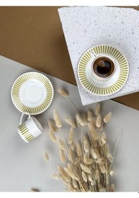 Resim Porser Alya Yağ Yeşili Kahve Fincan Takımı 80cc 2 Kişilik 4 Parça Çok Renkli 