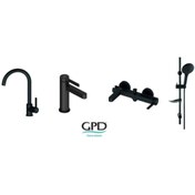 Resim GPD Gildo Siyah Banyo Bataryası Ve Siyah Sürgülü Duş Seti Mbb165-s Dst57-s Mlb165-s 