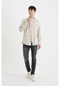 Resim DeFacto Slim Fit Dar Kesim Pamuklu Basic Düz Uzun Kollu Gömlek A4644AX24AUBG721 