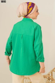 Resim 103901 Oversize Basic Tesettür Gömlek Yeşil 