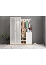 Resim Moon Portmanto Vestiyer Meşe Beyaz-140 cm 