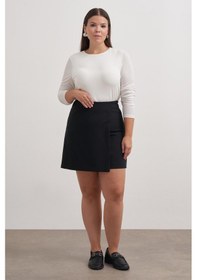 Resim Myline Asimetrik Şort Etek-3352 Siyah 