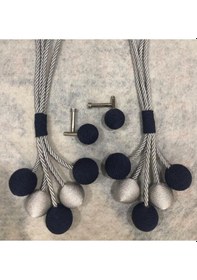 Resim Ege Den Hasır Toplu 2 Adet Duvara Takma 2 Adet Asma , Silinebilir Perde Bağlama Aksesuarı 12 Top 