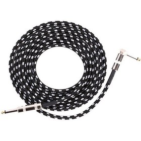 Resim Rogfer Gitar Bağlantı Teli Halk Bas Performansı Gürültü Azaltma Dirsek Ses Gitar Teli, Boyut: 6m Siyah Beyaz 