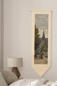 Resim Duvar Halısı Pinterest Oda Dekoru, Monet Sanat Serisi, 100cm Kanvas Flama Askılı Duvar Örtüsü NO:627 - Renkli - 5 / 30 x 100 